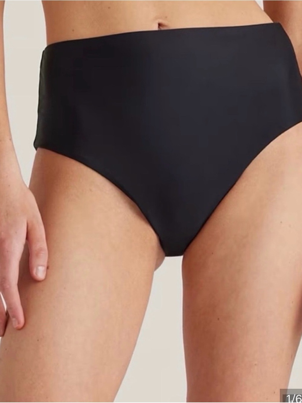 Quince Sz M Italian High Rise Black Bikini Bottom Swimwear NWT